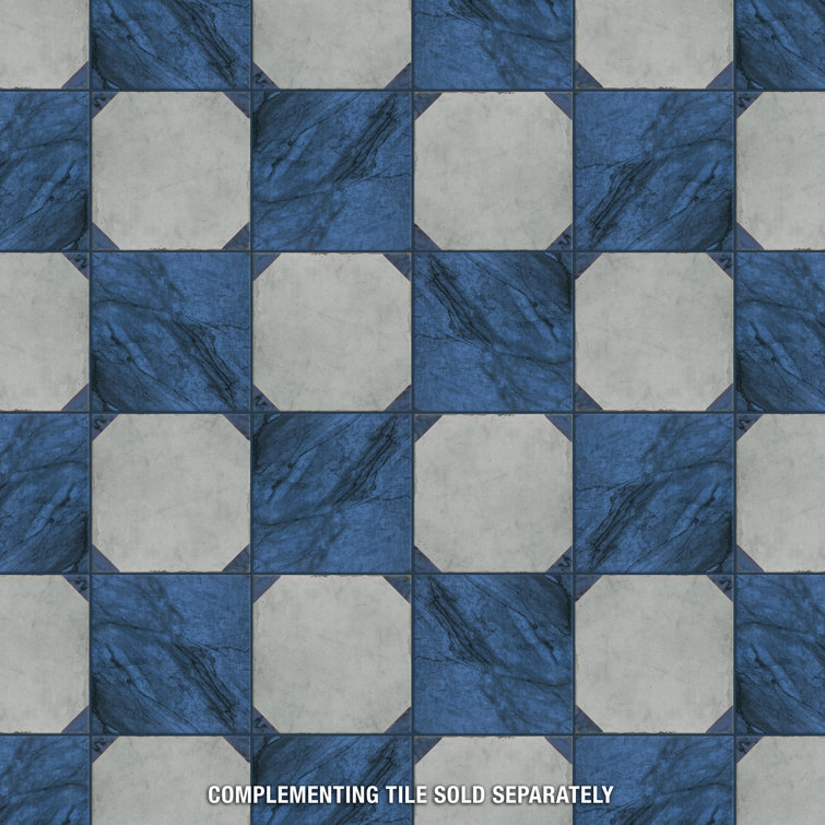 Indigo 8" x 8" Porcelain Marble Look Wall & Floor Tile