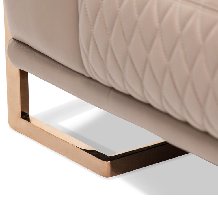 Contemporary Light Brown Leather and Metal Chair And A Half