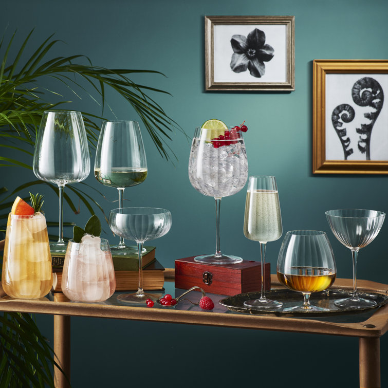 Optica Ribbed Clear Crystal Red Wine Glass Set of 4