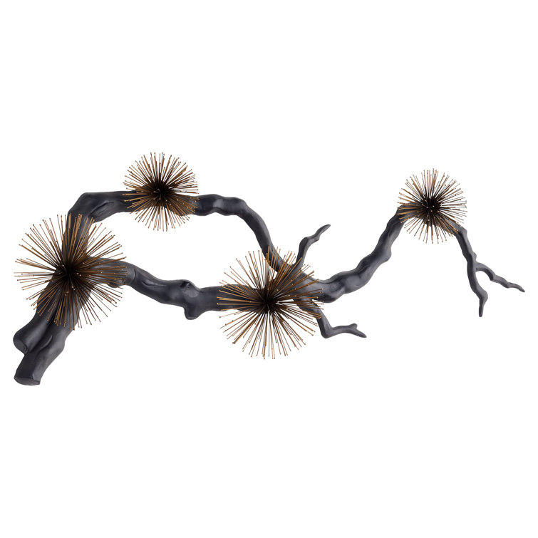 Ichiyo Black and Brass Metal Cherry Blossom Wall Decor
