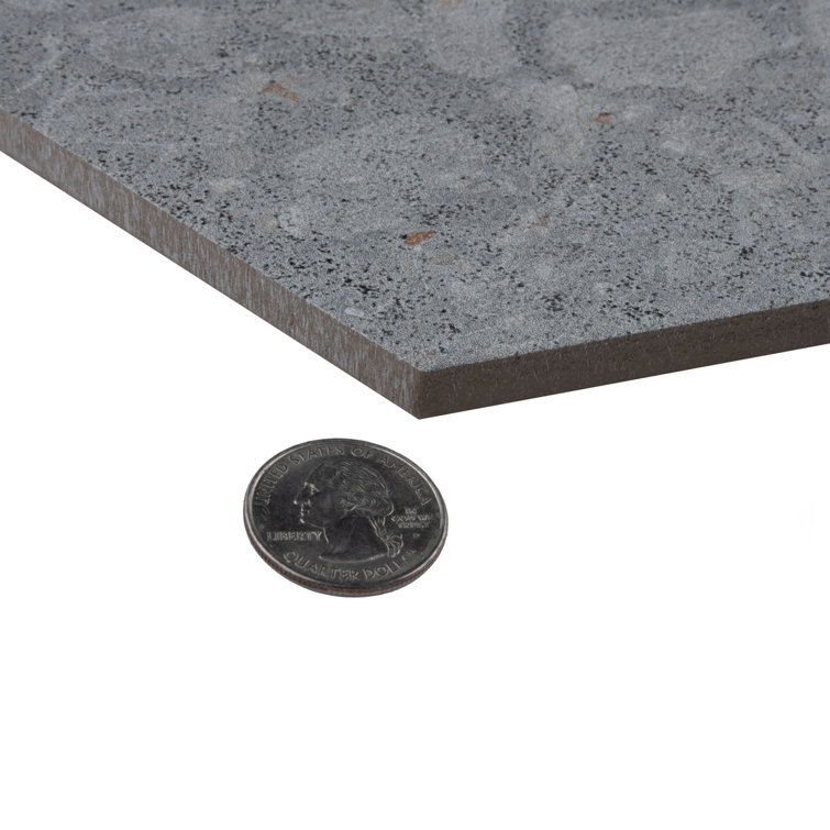 Gray Hexagon Porcelain Tile with Terrazzo Look