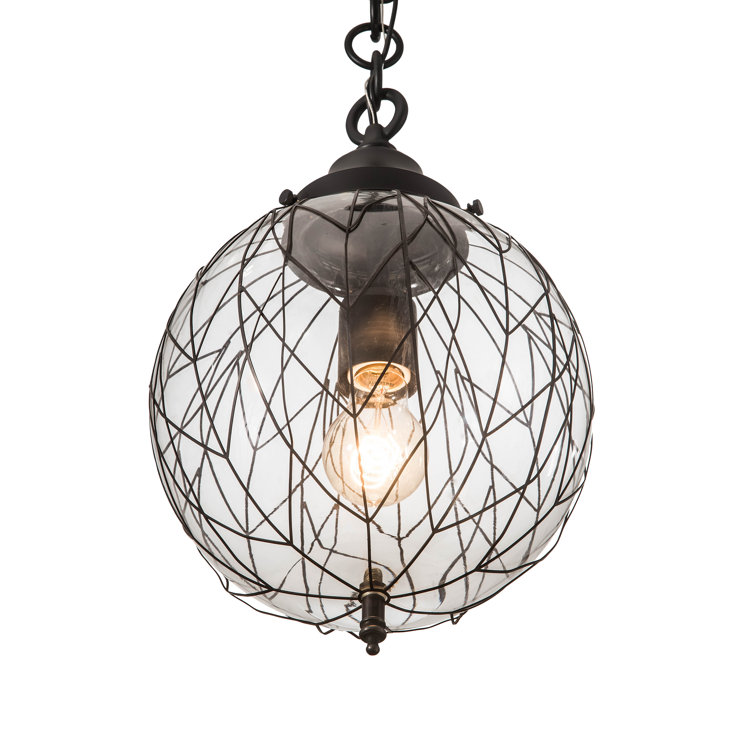 Mini Black and Clear Glass Globe Pendant Light