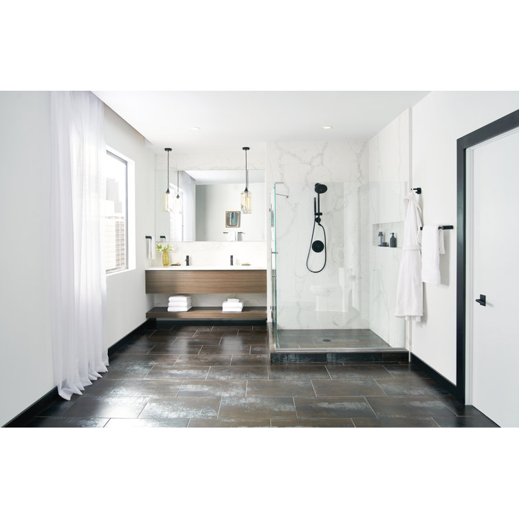 Contemporary Matte Black Wall-Mounted Lever Valve Trim Kit