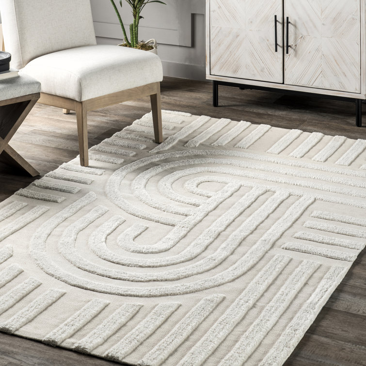 Downtown Ivory Geometric Wool-Synthetic Blend 5' x 8' Area Rug