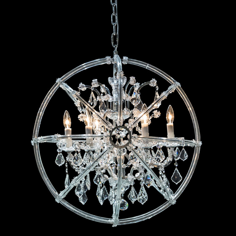 Galactic Chrome and Clear Crystal 6-Light Traditional Chandelier