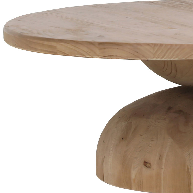 Saria Round Solid Pine Wood Pedestal Coffee Table