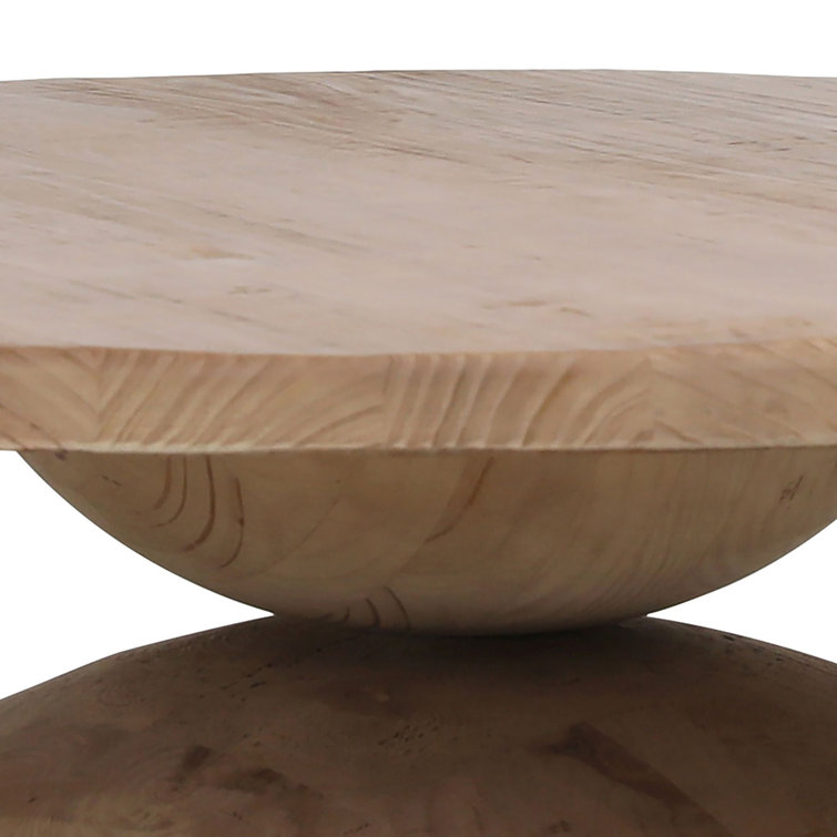 Saria Round Solid Pine Wood Pedestal Coffee Table
