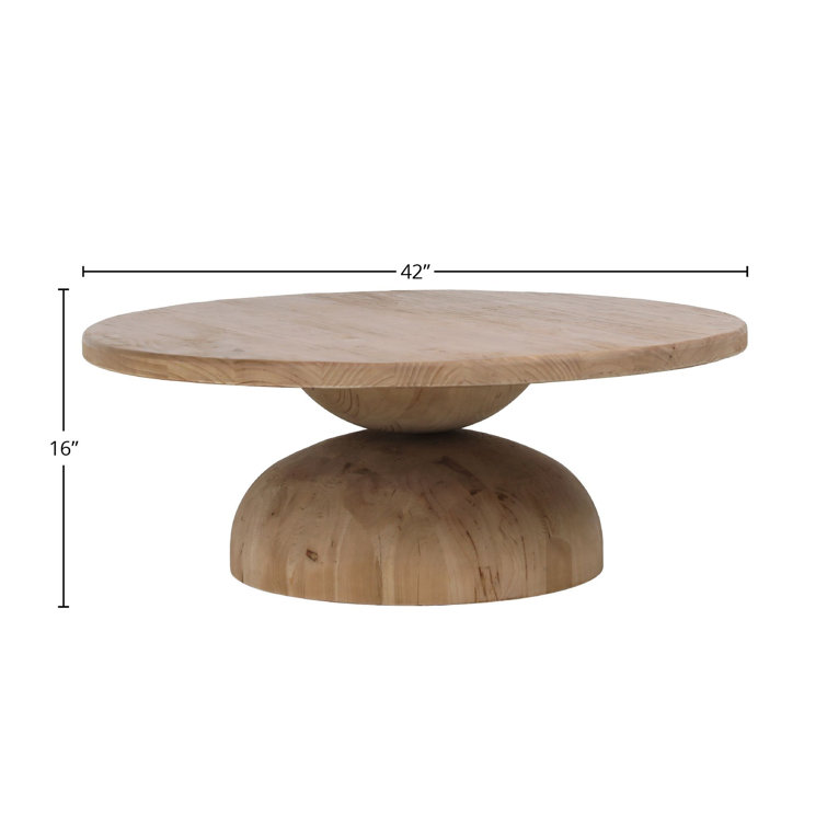 Saria Round Solid Pine Wood Pedestal Coffee Table