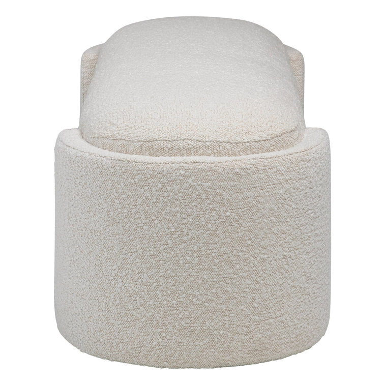 Off-White Boucle Fabric Sled Leg Bench