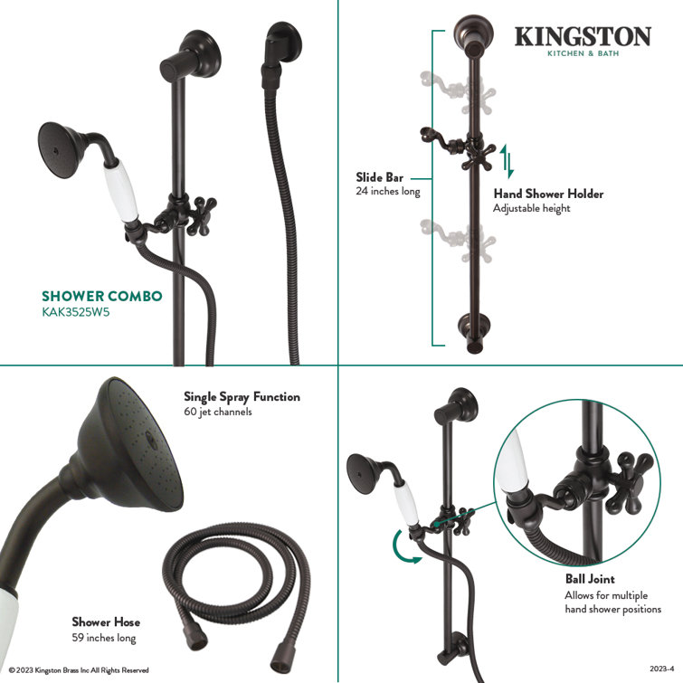 Polished Brass Adjustable Multi-head Handheld Shower System