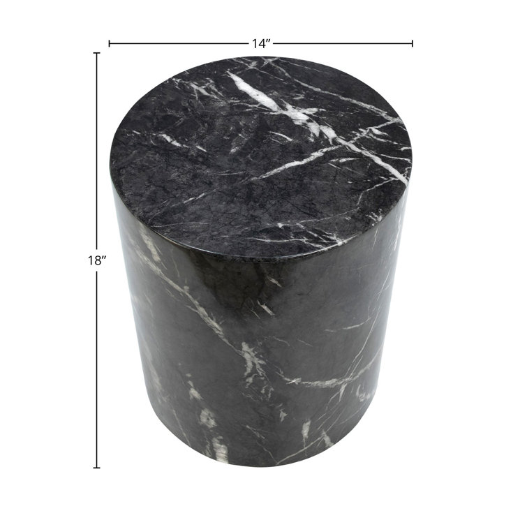 Fenris Black Marble Concrete Drum End Table