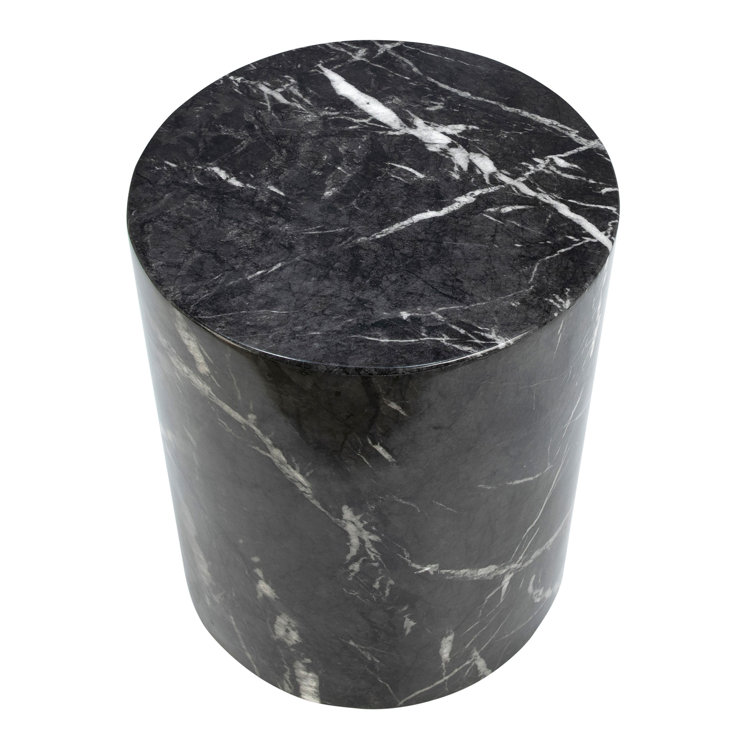 Fenris Black Marble Concrete Drum End Table