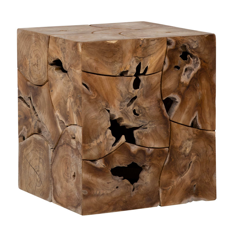 Natural Teak Solid Wood Square End Table