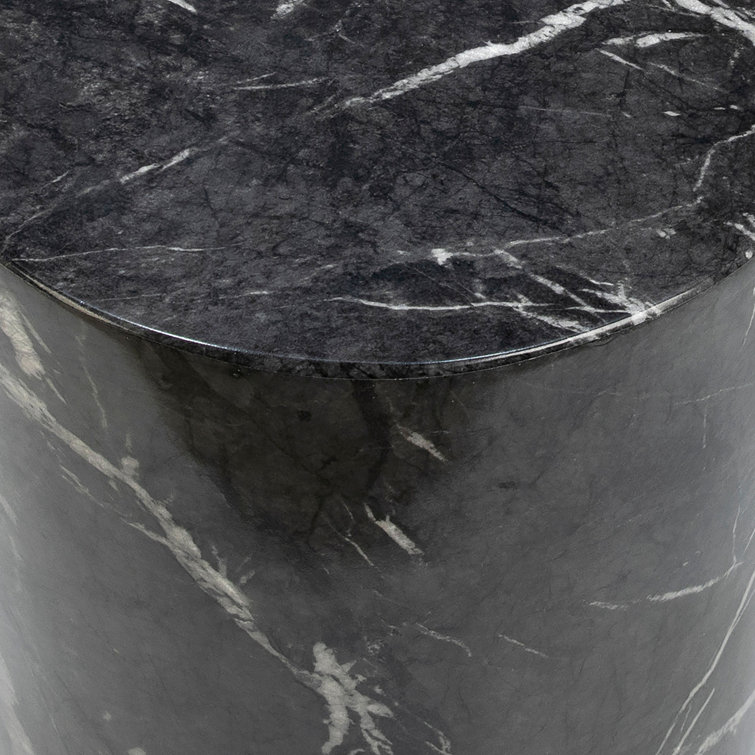 Fenris Black Marble Concrete Drum End Table