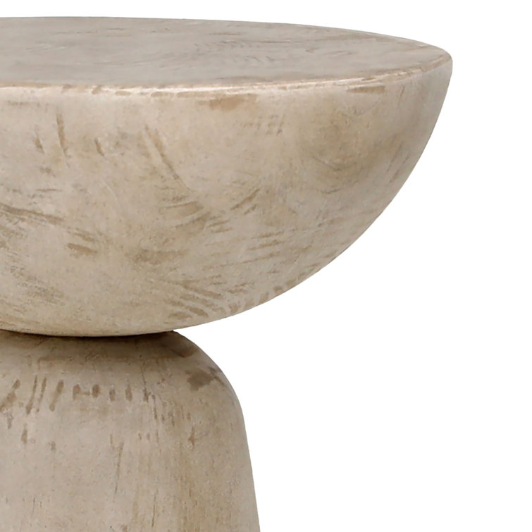 White Wash Pine Round Pedestal End Table