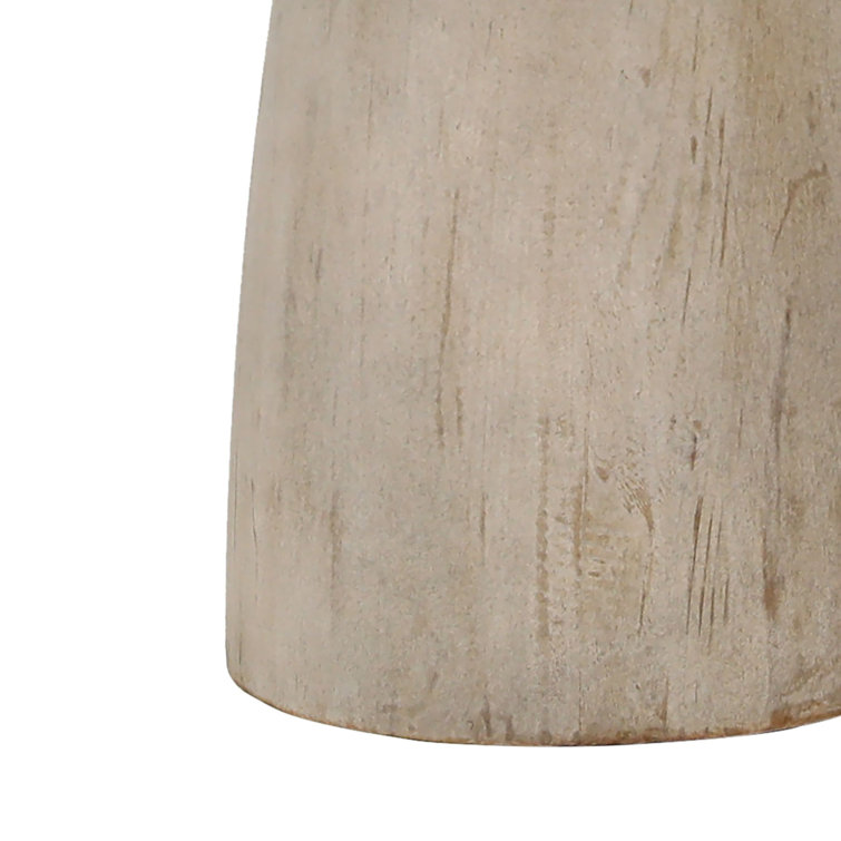 White Wash Pine Round Pedestal End Table