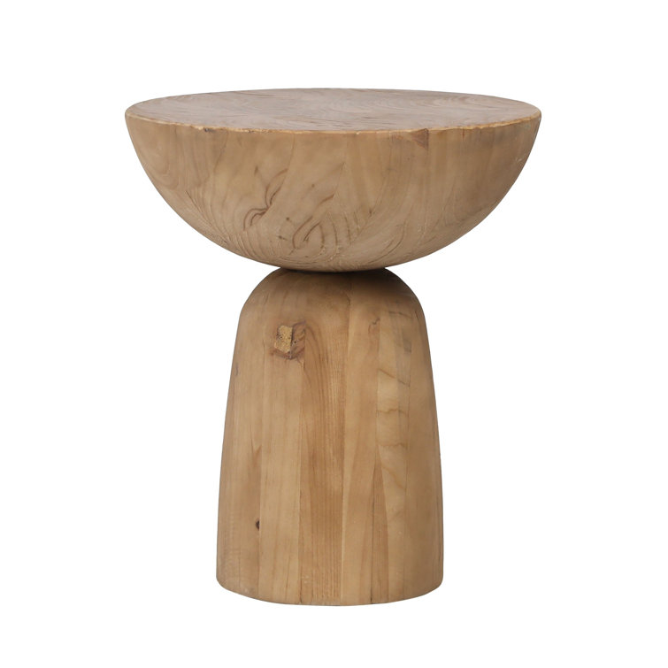 Natural Pine Round Solid Wood Pedestal End Table