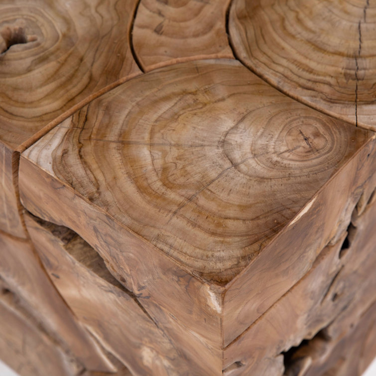 Natural Teak Solid Wood Square End Table