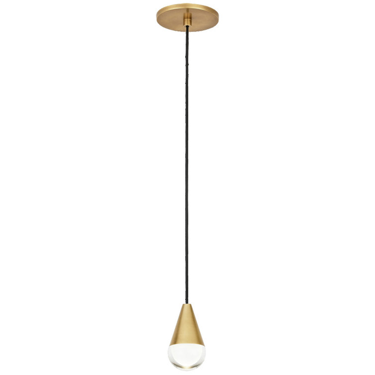 Natural Brass Mini LED Pendant Light with Crystal Shade