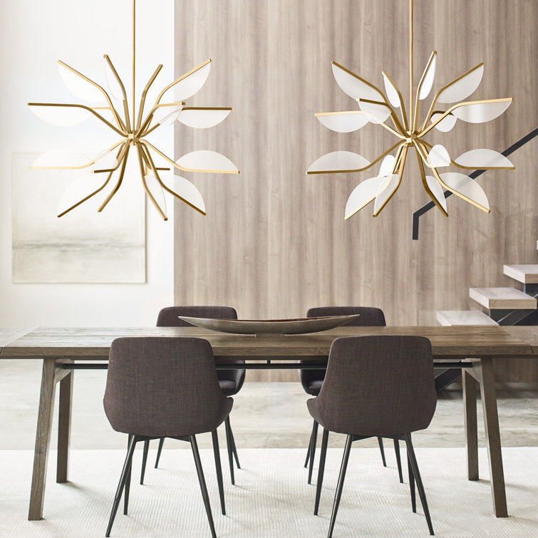 Natural Brass Globe LED Chandelier with Petal Shades