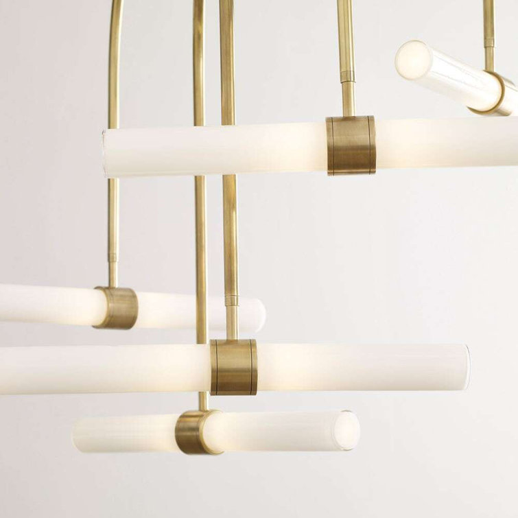 Natural Brass 6-Light LED Chandelier with Glass Shades
