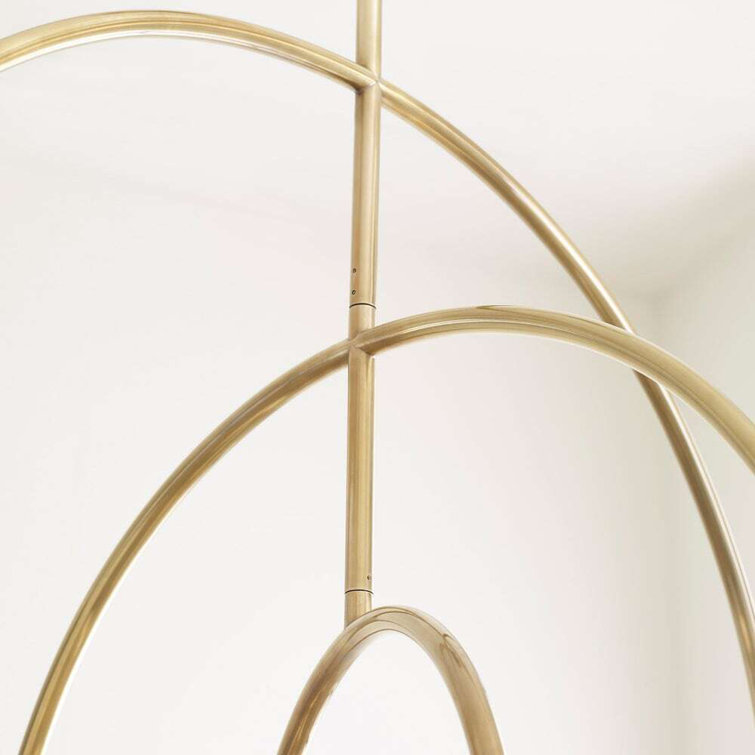 Natural Brass 6-Light LED Chandelier with Glass Shades