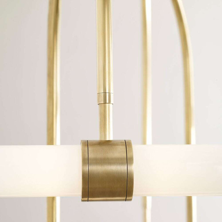 Natural Brass 6-Light LED Chandelier with Glass Shades