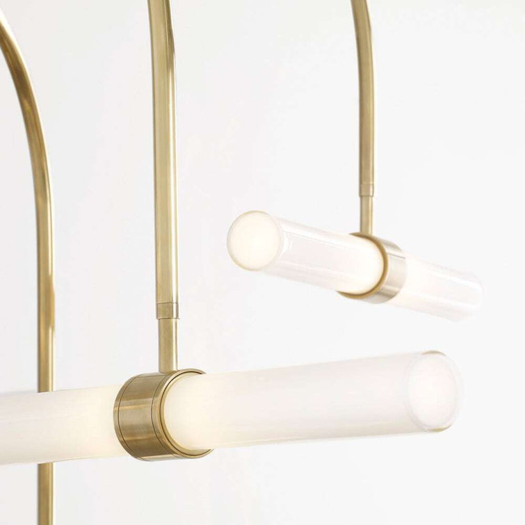 Natural Brass 6-Light LED Chandelier with Glass Shades