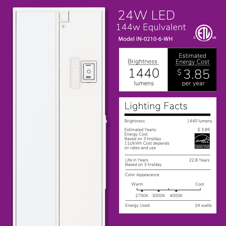White Aluminum 48'' LED Under Cabinet Light Bar