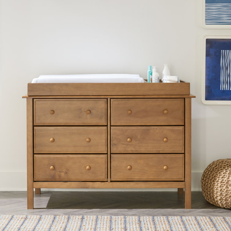 Chestnut Pine Wood 6-Drawer Double Dresser