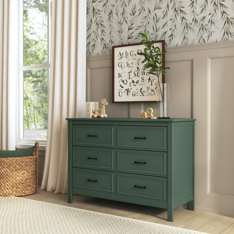 Forest Green Double Nursery Dresser with Six Drawers