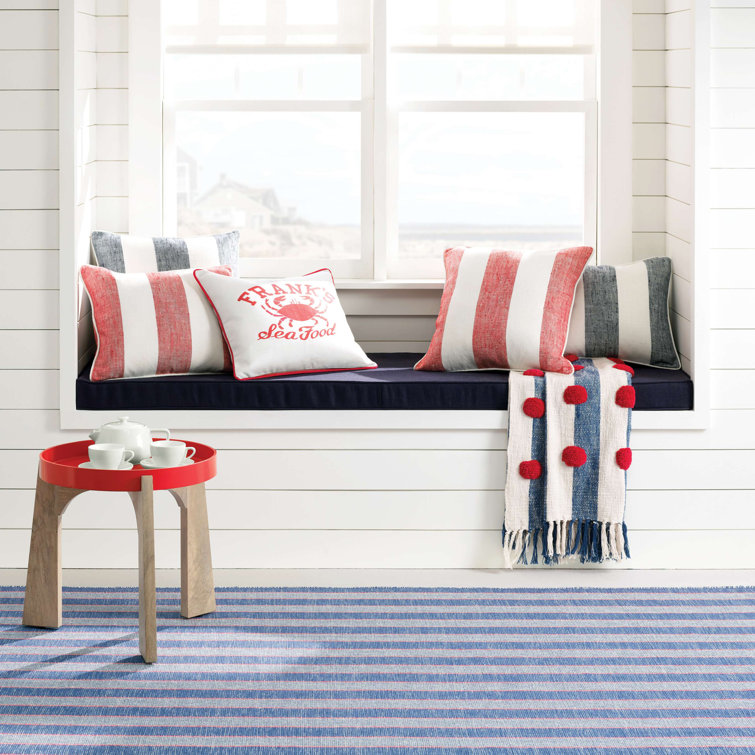 Hillsgrove Blue Stripe Handwoven Wool Cotton Runner Rug