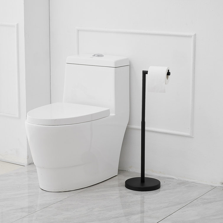 Matte Black Adjustable Freestanding Toilet Paper Holder