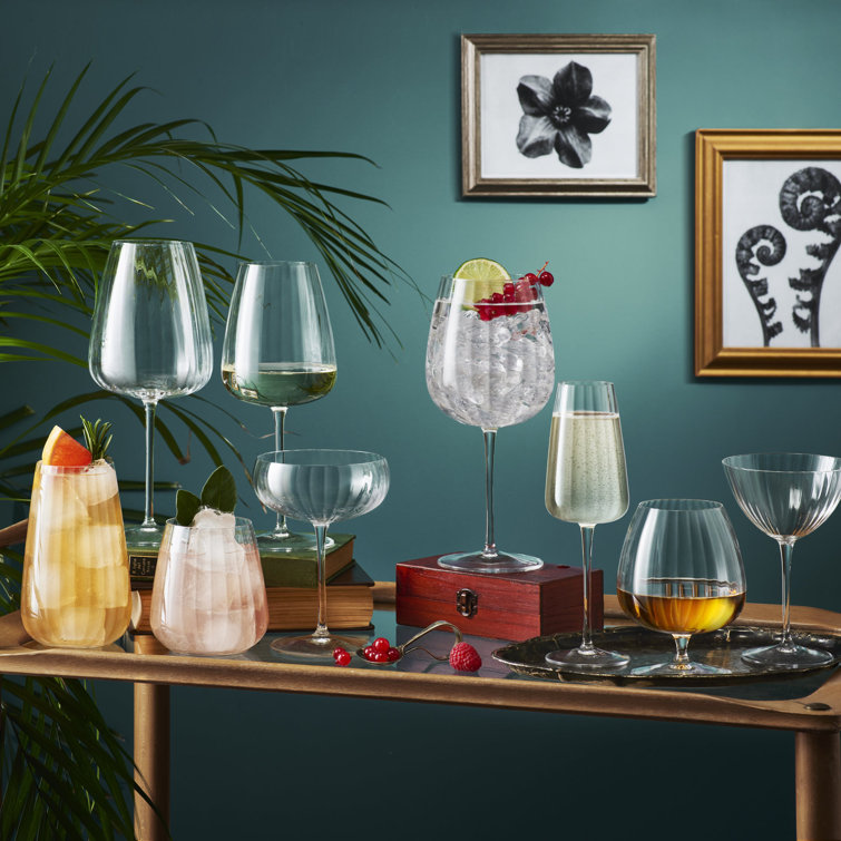Optica Ribbed Clear Crystal Red Wine Glass Set of 4