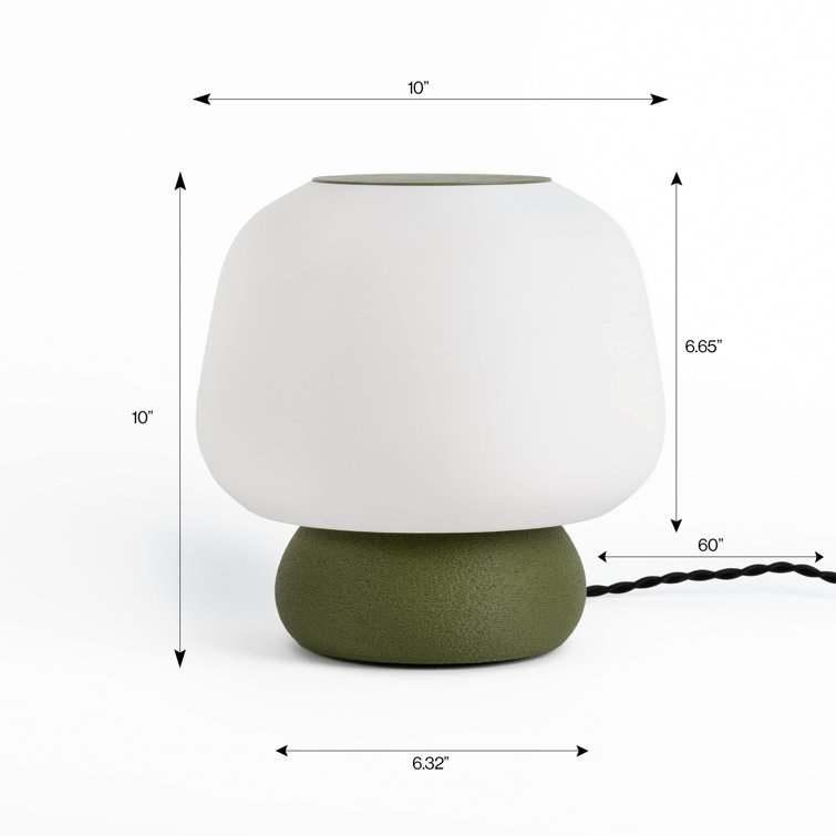 Mushroom 10" White and Light Pink 3D Printed LED Table Lamp