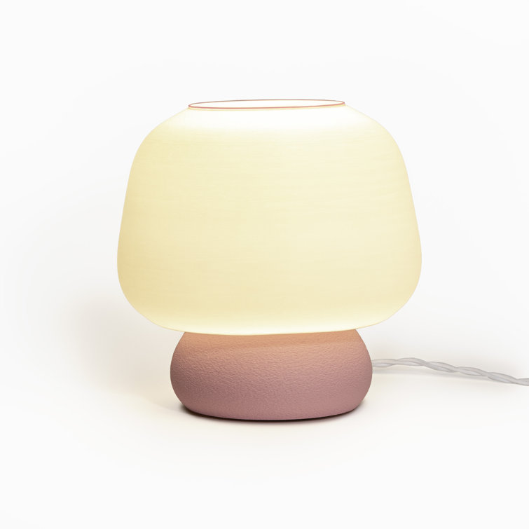 Mushroom 10" White and Light Pink 3D Printed LED Table Lamp