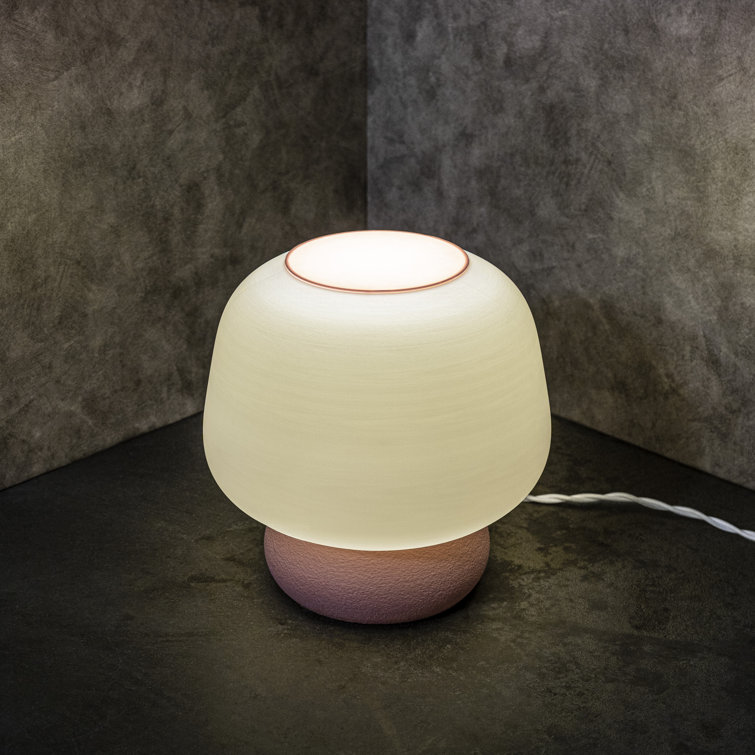 Mushroom 10" White and Light Pink 3D Printed LED Table Lamp