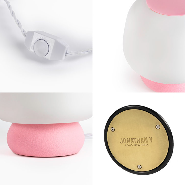 Mushroom 10" White and Light Pink 3D Printed LED Table Lamp