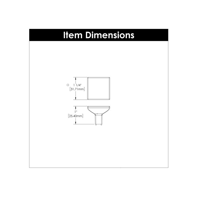 Brushed Golden Brass Square Cabinet Knob 10-Pack
