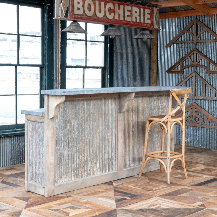 90'' Reclaimed Wood and Metal Rustic Home Bar