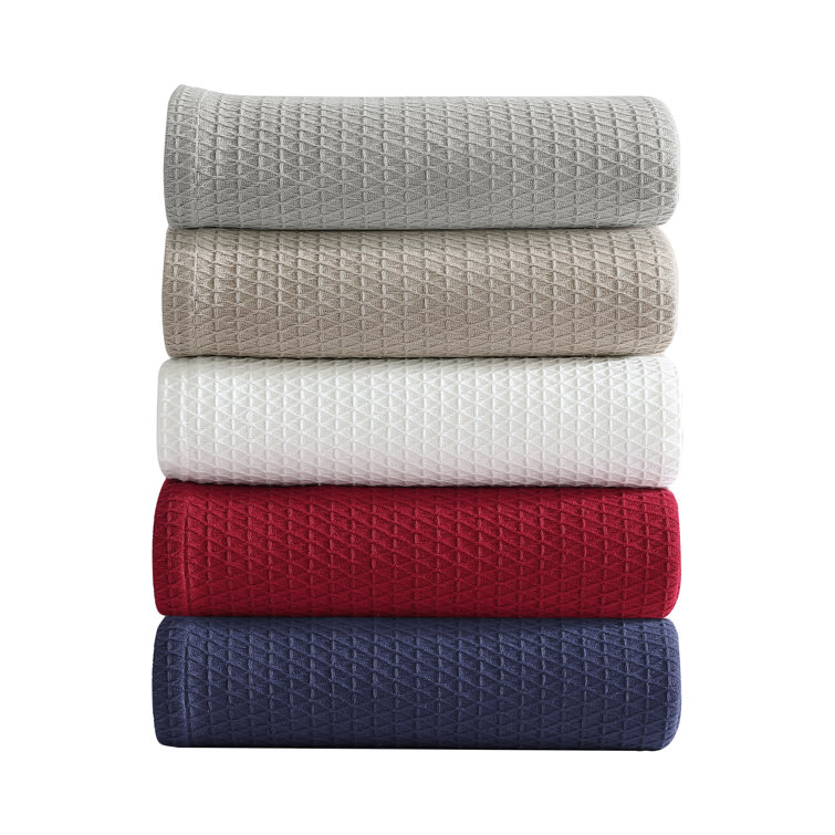 Classic Diamond Weave Cotton Queen Blanket in Gray