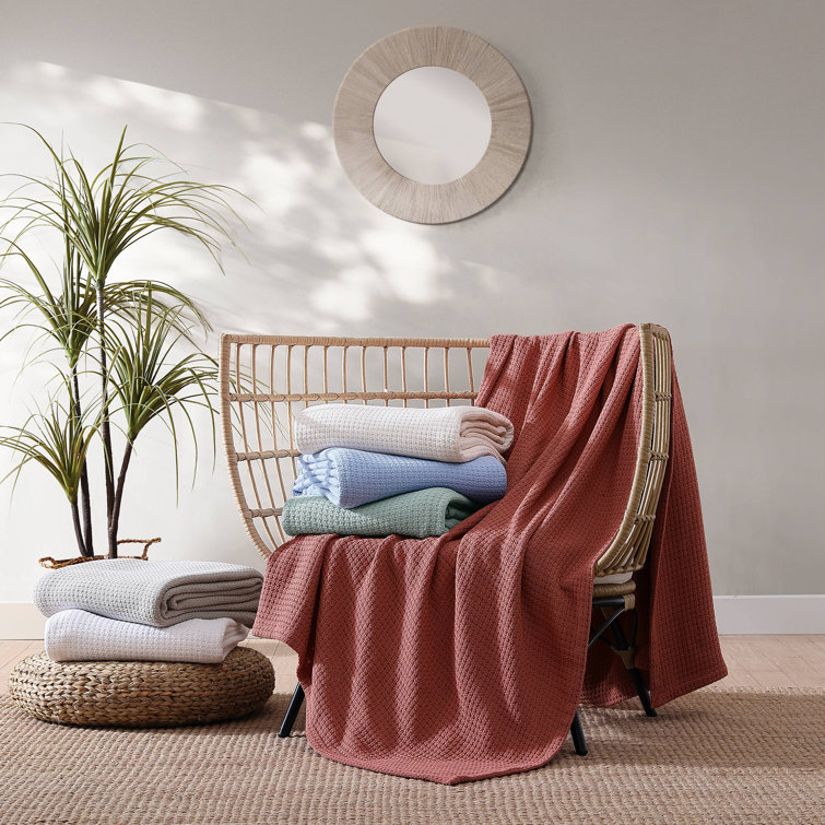 King Coral Cotton Woven Reversible Blanket