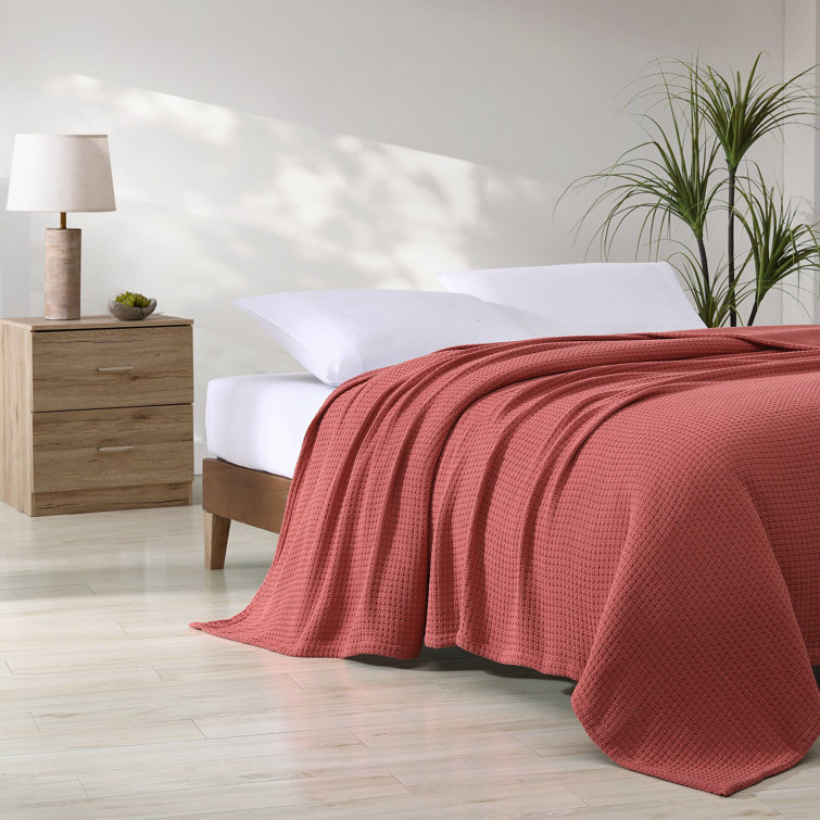 King Coral Cotton Woven Reversible Blanket