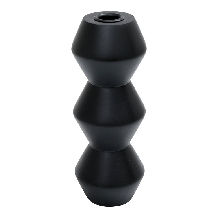 Black Geometric Wooden Candlestick Holder - Large