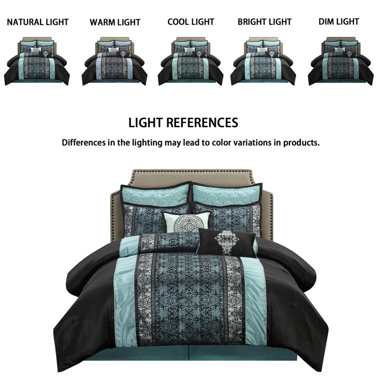 Gray Microfiber Damask California King Comforter Set, 8 Pieces