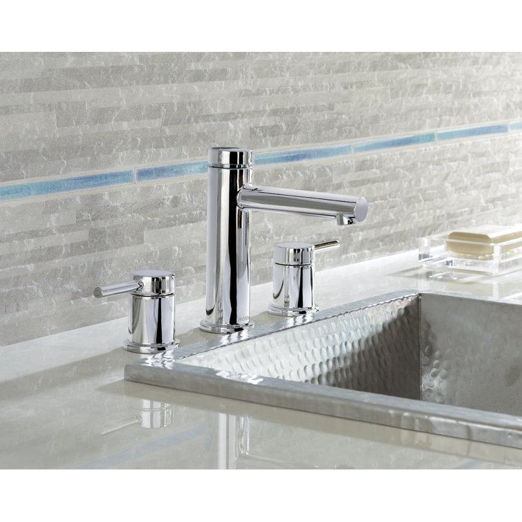 Chrome Modern Widespread Bathroom Faucet with Metal Handles
