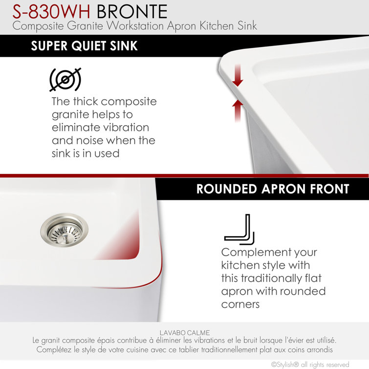 White Composite Granite 30" Farmhouse Apron Kitchen Sink with Accessories