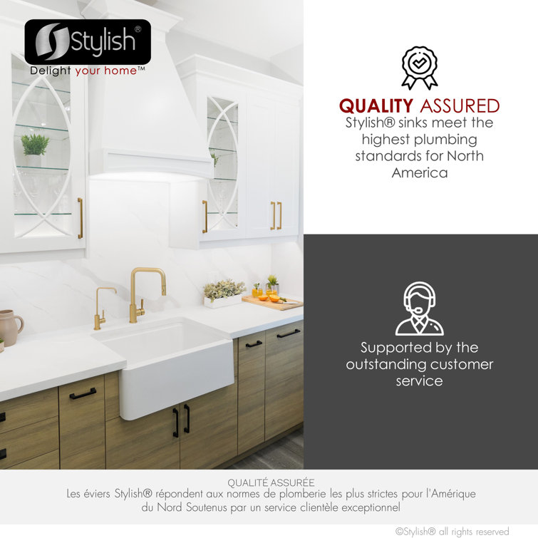 White Composite Granite 30" Farmhouse Apron Kitchen Sink with Accessories
