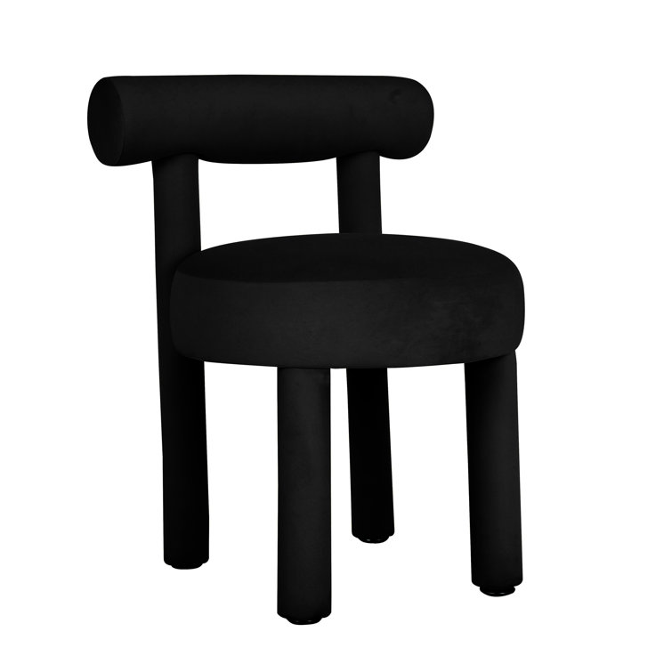Cecilia Black Velvet Upholstered Dining Chair with Solid Wood Legs