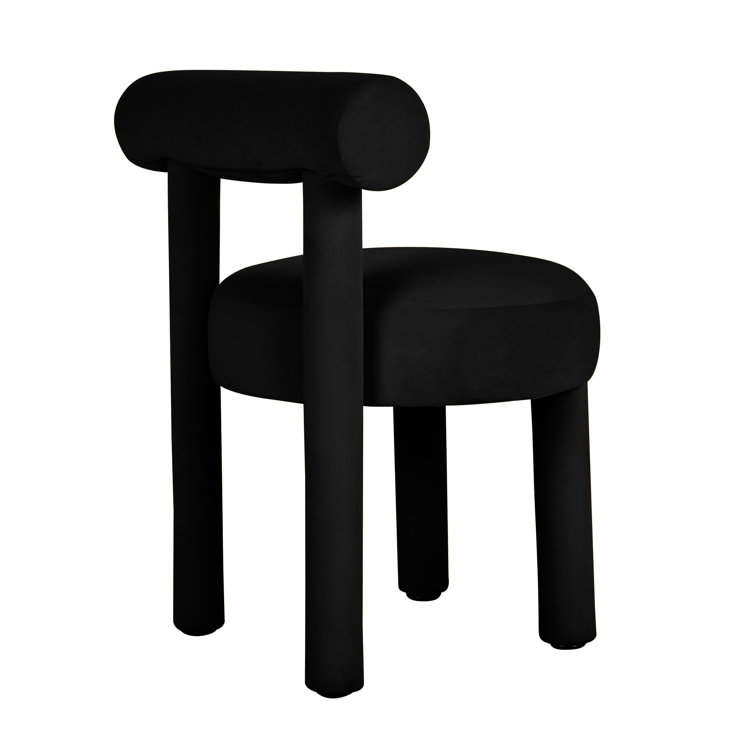 Cecilia Black Velvet Upholstered Dining Chair with Solid Wood Legs